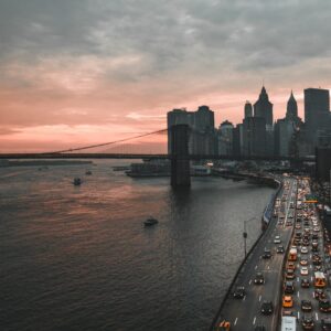 Bird's-eye-view-of-city-during-dawn