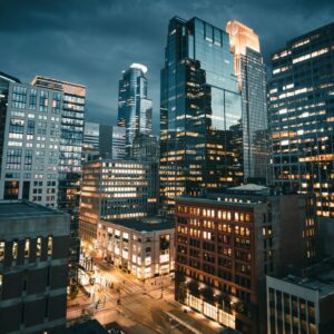 high-rise-buildings-during-night-time