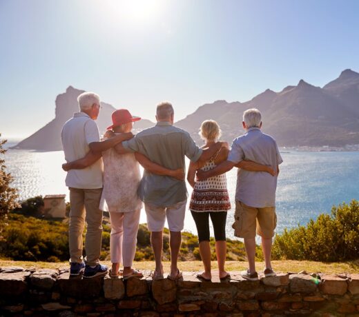Happy Retired Seniors Enjoying Scenic View